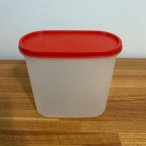 Tupperware Modular Mates Oval 3 Container 1613 Red Lid 1616 7.25 Cup Clear Good